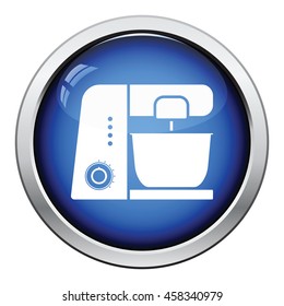 Kitchen food processor icon. Glossy button design. Vector illustration.