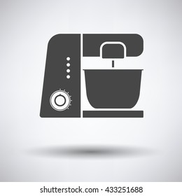 Kitchen food processor icon on gray background with round shadow. Vector illustration.