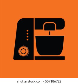Kitchen food processor icon. Orange background with black. Vector illustration.