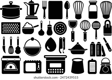 Kitchen and Food related concept icon set