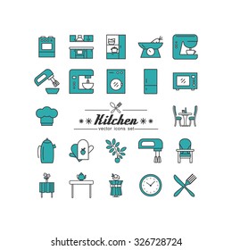 Kitchen. Food. Set of abstract pictures. A vector.