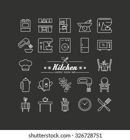 Kitchen. Food. Set of abstract pictures. A vector.