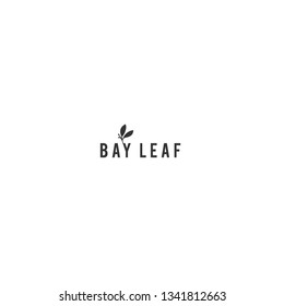 Kitchen and food theme logo template, bay leaf. Isolated symbol for business branding and identity, for cooking classes, food blogs and websites. Vector hand drawn object.