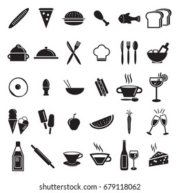 Kitchen food vector icon set