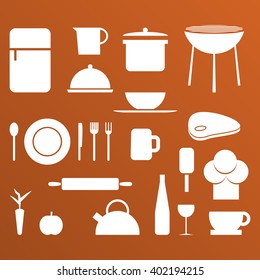 Kitchen and Food White Vector Shapes
