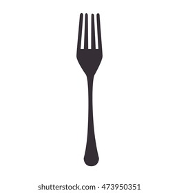 kitchen fork cutlery utensil silverware food silhouette vector illustration