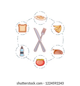 kitchen fork with knife and set icons