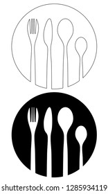 kitchen fork knife spoon cutlery utensil silverware food silhouette vector eps 10