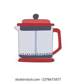 kitchen french press coffee cartoon. table black, breakfast eso, aroma home kitchen french press coffee sign. isolated symbol vector illustration