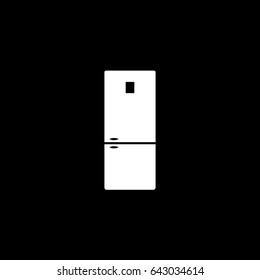 Kitchen Fridge Flat Icon On Black Background