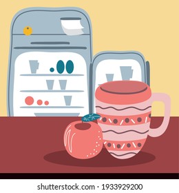 frigorífico de cocina fruta café