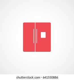 Kitchen Fridge Red Flat Icon On White Background