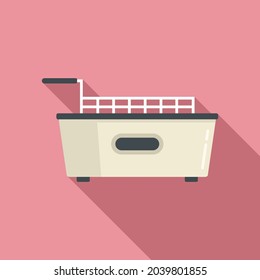 Kitchen fry machine icon flat vector. Deep fryer. Oil basket