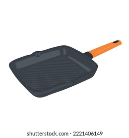 Kitchen frying pan vector illustration. Cooking tool, utensil, isolated on white background.