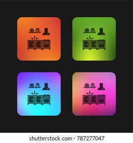 Kitchen furniture four color gradient app icon design