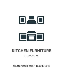 Kitchen Furniture Glyph Icon Vector On White Background. Flat Vector Kitchen Furniture Icon Symbol Sign From Modern Furniture Collection For Mobile Concept And Web Apps Design.