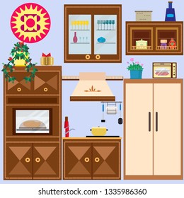 kitchen furniture with household items