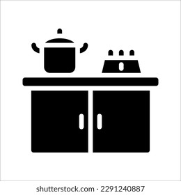 Kitchen furniture icon in flat style, Cooking room business concept, vector illustration on white background