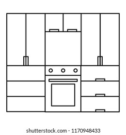 Kitchen furniture icon. Outline illustration of kitchen furniture vector icon for web design isolated on white background