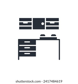 Kitchen furniture icon. vector.Editable stroke.linear style sign for use web design,logo.Symbol illustration.