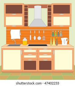 Kitchen furniture. Interior. Vector illustration