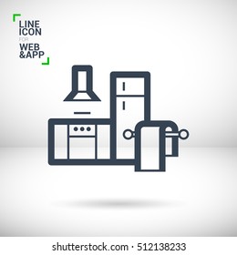 kitchen furniture isolated linear icon for websites and mobile minimalistic flat design.
