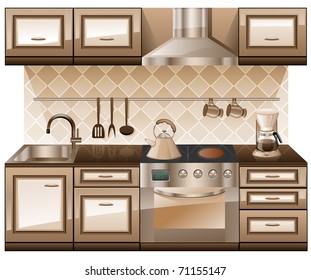 Kitchen furniture isolated on white background.