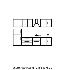 Kitchen furniture line art minimalist symbol icon, vector illustration design