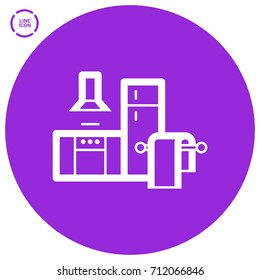 kitchen furniture line vector icon