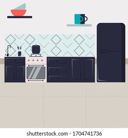 muebles de cocina vectorial diseño plano