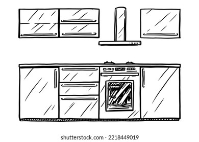 Kitchen furniture vector illustration on white background