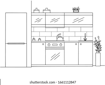 239,564 Kitchen outline Images, Stock Photos & Vectors | Shutterstock