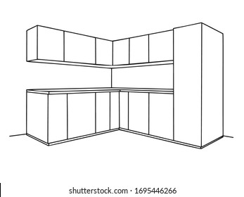 Kitchen furniture. Vector illustration in sketch style.