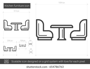 Kitchen furniture vector line icon isolated on white background. Kitchen furniture line icon for infographic, website or app. Scalable icon designed on a grid system.