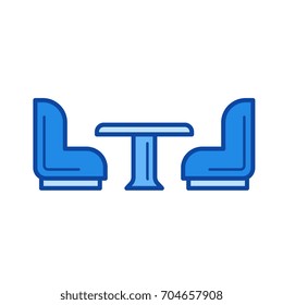 Kitchen furniture vector line icon isolated on white background. Kitchen furniture line icon for infographic, website or app. Blue icon designed on a grid system.