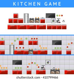 Kitchen game. Vector illustration kitchen.