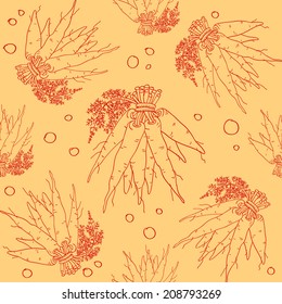 Kitchen garden carrots seamless pattern. Hand drawn vector illustration.