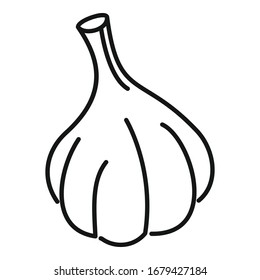 Knoblauchsymbol der Küche. Outline-Küche Knoblauch-Vektorillustration Symbol für Webdesign einzeln auf weißem Hintergrund