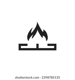 Kitchen gas stove icon. gas stove fire burner symbol.