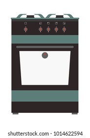 Kitchen gas stove isolated vector illustration.