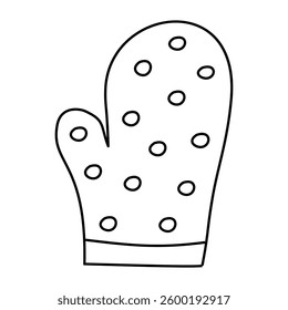 Kitchen glove, hand drawn. Doodle illustration, vector, isolated on white background