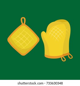 kitchen glove isolated hot holder vector illustration, cooking and bakery hands protection