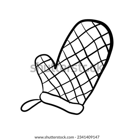 Kitchen glove line icon. Doodle oven glove.