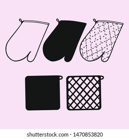 kitchen glove, potholder vector silhouette isolated