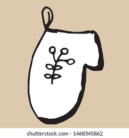 kitchen glove. Vector hand drawn isolated objects. Icons in sketch style. 