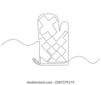 Kitchen gloves continuous line. Continuous one line drawing kitchen gloves. Kitchen gloves, equipment concept. single line drawing