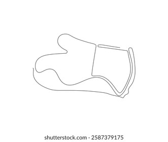 Kitchen gloves continuous line. Continuous one line drawing kitchen gloves. Kitchen gloves, equipment concept. single line drawing