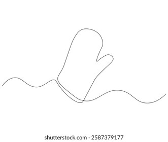 Kitchen gloves continuous line. Continuous one line drawing kitchen gloves. Kitchen gloves, equipment concept. single line drawing