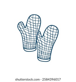 kitchen gloves doodle isolated on white background , vector illustration