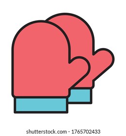 gantes de cocina estilo relleno icono ilustración vectorial